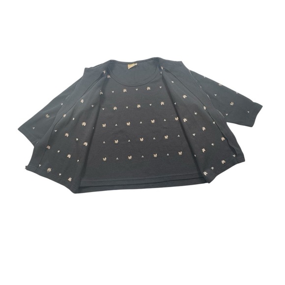 Vintage Teddi Women’s Cardigan with Built In Cami Embroidered Large Black 0074 - Picture 6 of 9